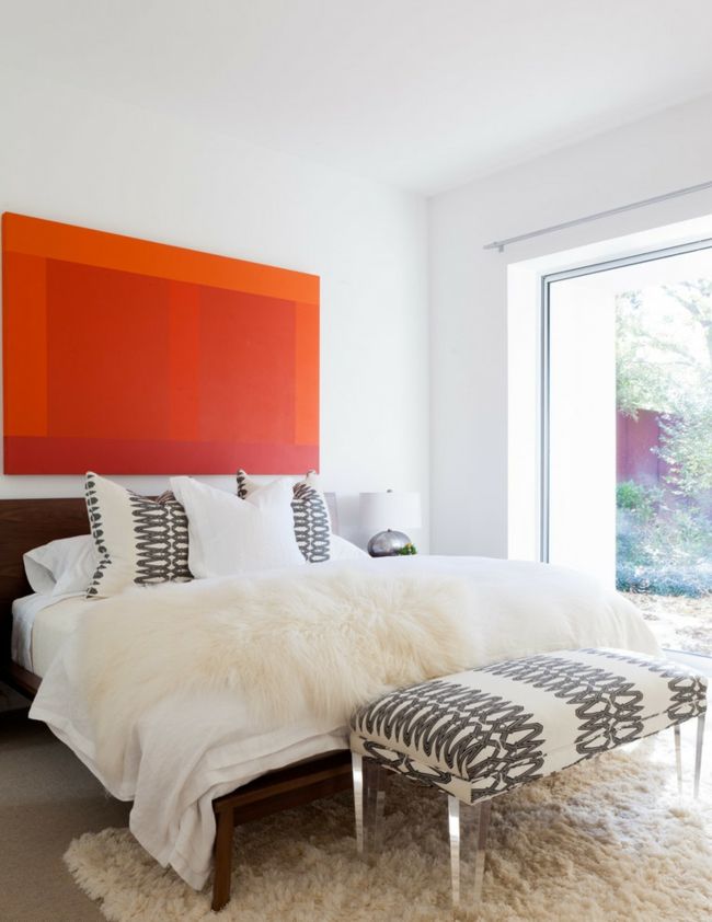 Schlafzimmerwand gestalten Bild Orange Rot