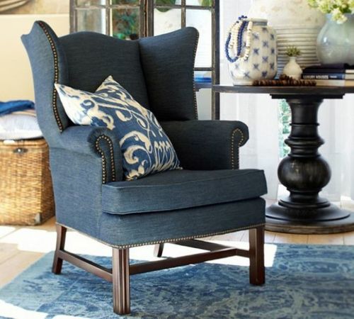 Seating living room wing chair jeans look retro