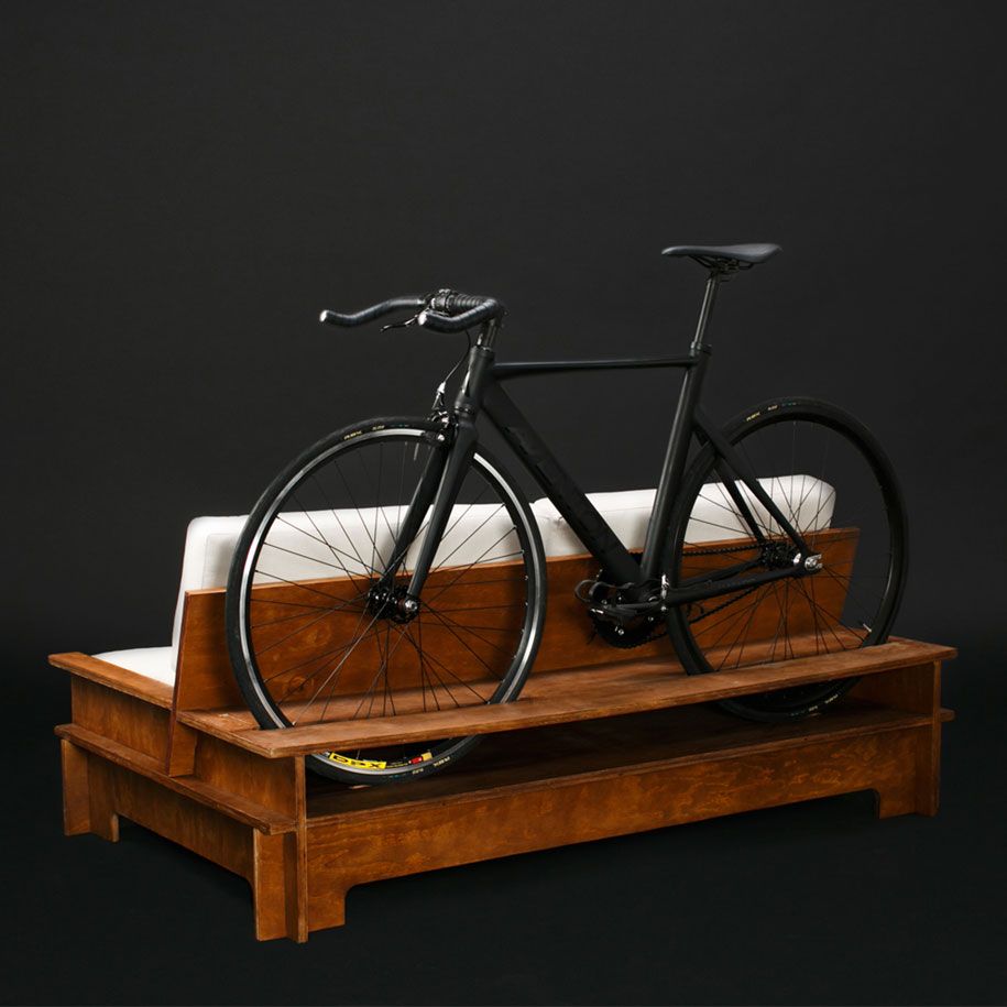 Sofa design wooden frame square bike