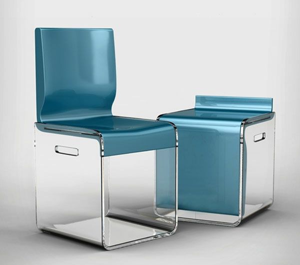Stuhl Beistelltisch Acrylglas Stauraum