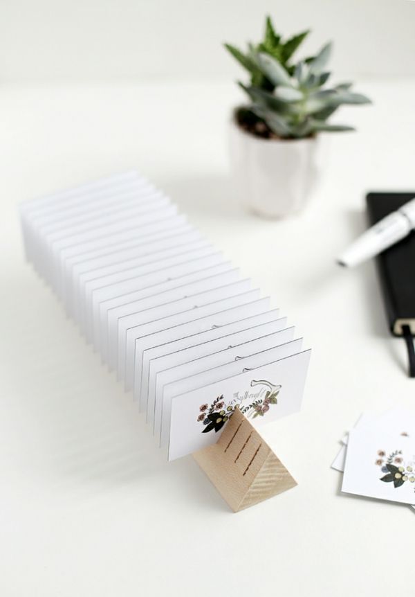 Business card holder DIY wooden block office accessories