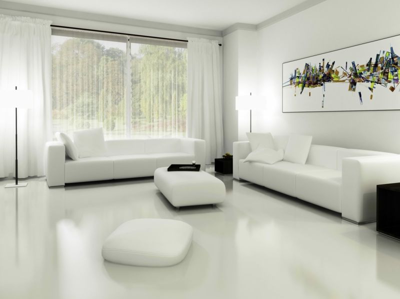 White on white in the living room