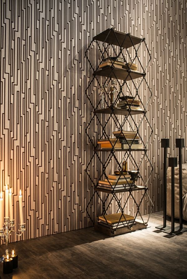 Wall decoration geometric pattern wallpaper bookshelf