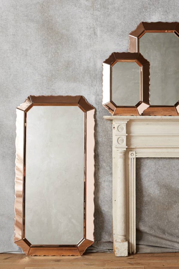 Wall mirror rose gold frame lush