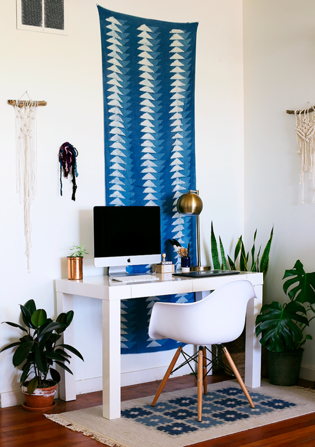 Tapestry carpet runner ethnic pattern modern blue