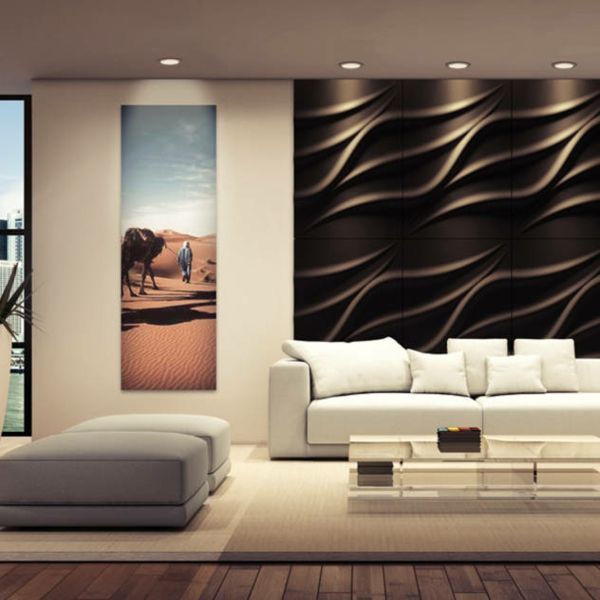 Wandverkleidung Wandpaneele dunkelbraun wellenförmig hochwertig luxuriös