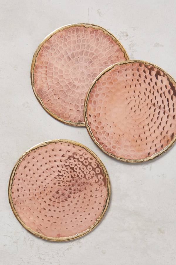 Home accessories coasters shiny rose gold