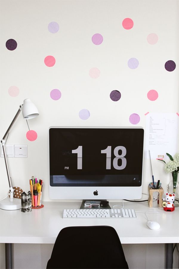 DIY washi tape colored dots home office