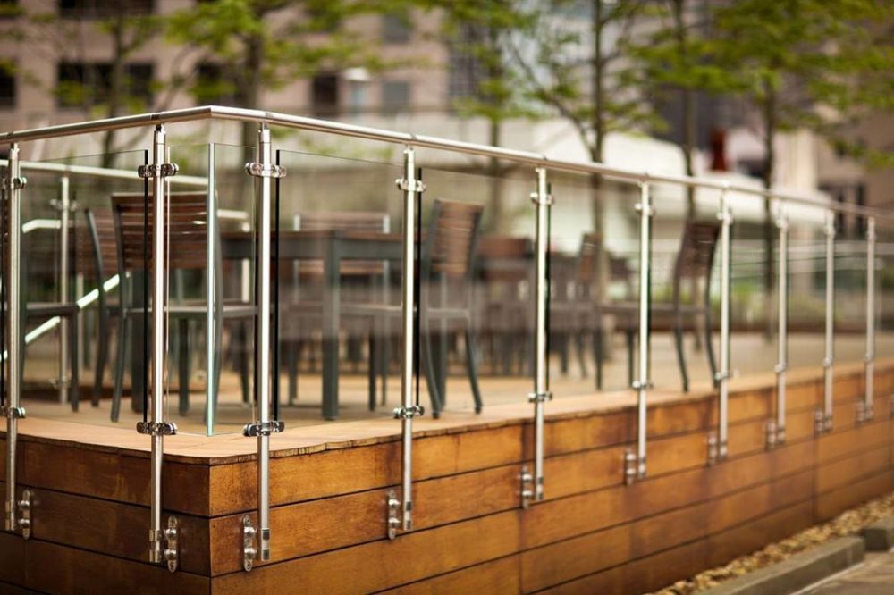 Glass railing terrace bars stainless steel glazed