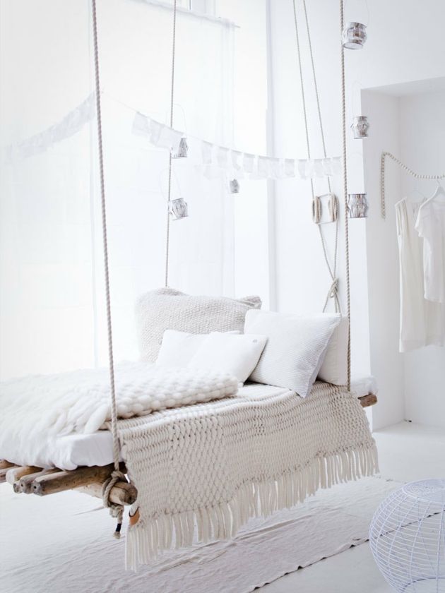 Hanging bed white bedroom romantic shabby chic