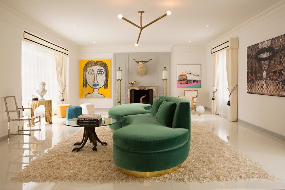 Creatively designed living room green kidney sofa