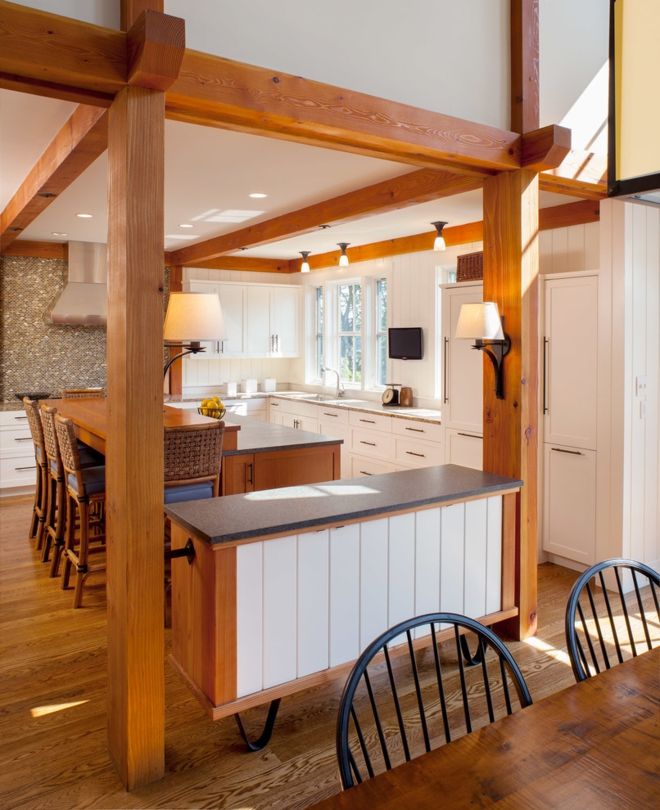 Kitchen rustic, cozy wooden beams