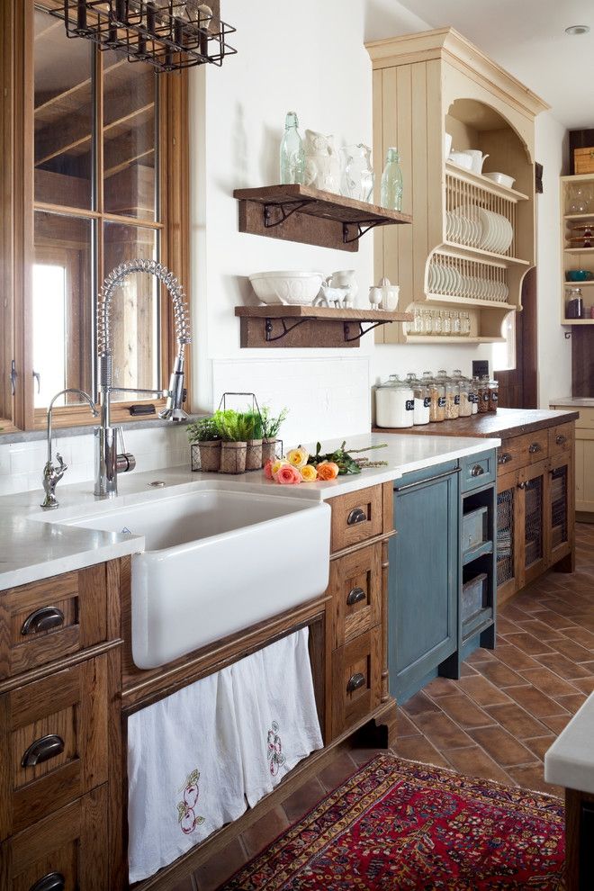 Kitchen design country style wooden front countertop sink