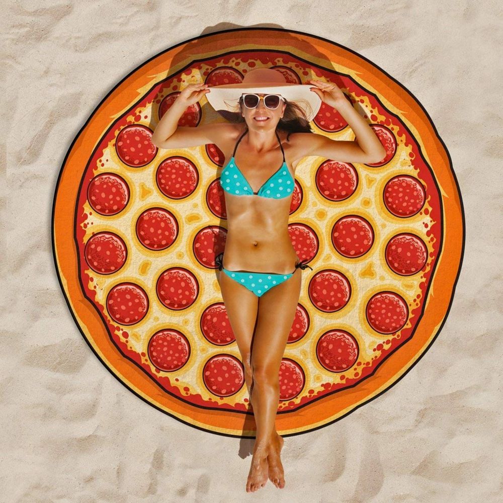 Pizza shape round beach towel original
