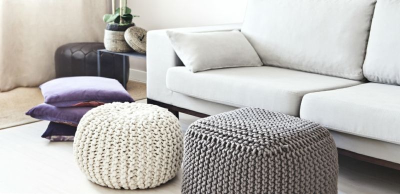Home accessories Knitted pouf, sitting, storage space