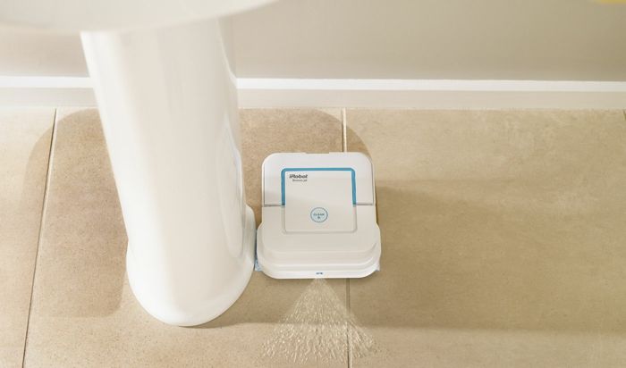 Cleaning the bathroom cleaning iRobot's Braava Jet