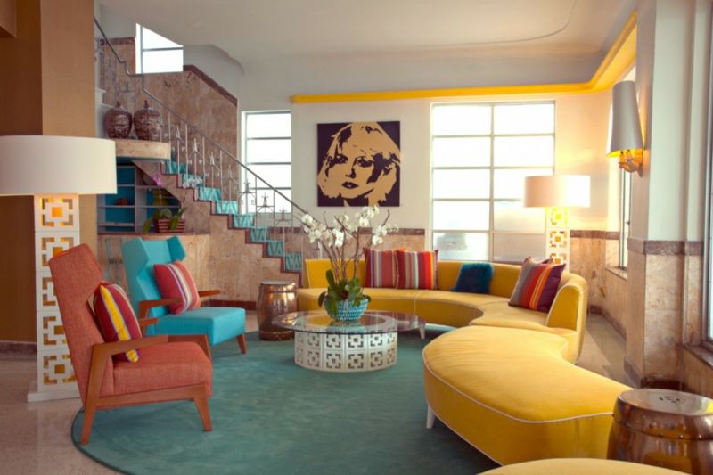 Colorful furniture in the stylish living room