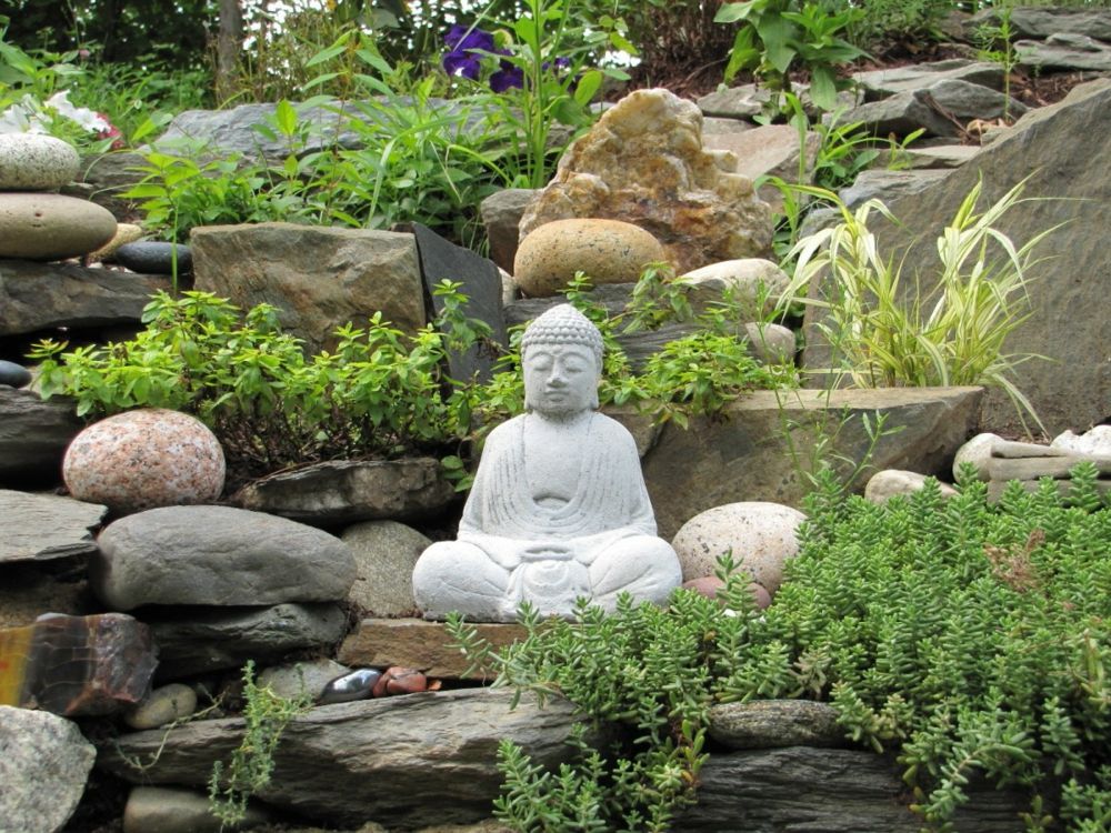 Feng Shui garden with Buddha figure