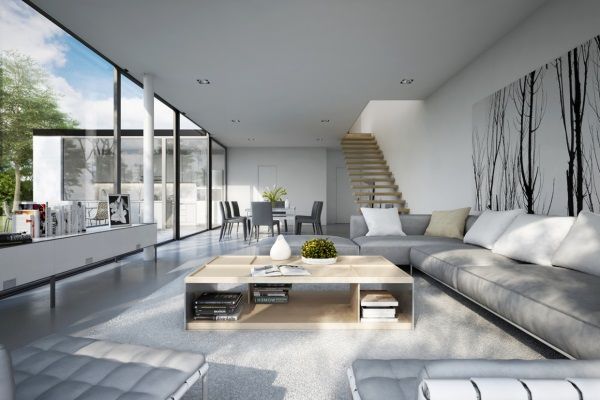 Modernes wohnzimmer mit coolen und klaren linien trendomat.com Wohnzimmer dekoration grau