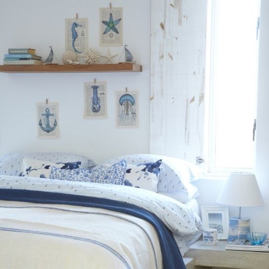 Create a homely and cozy atmosphere in white and blue