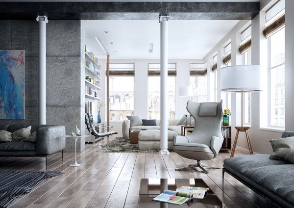 Modernes wohnzimmer mit coolen und klaren linien trendomat.com