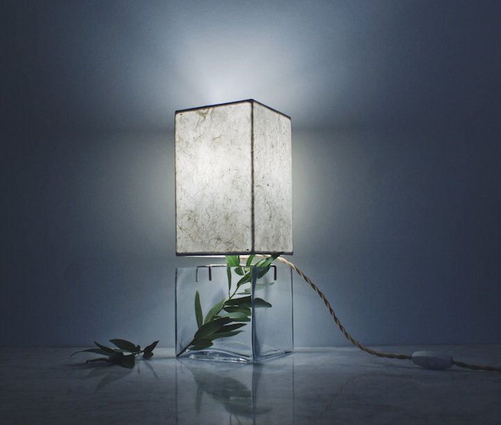 Terrarium minimalistisch Design Tischlampe recheckig Akzent Interieur Deko Büro Office