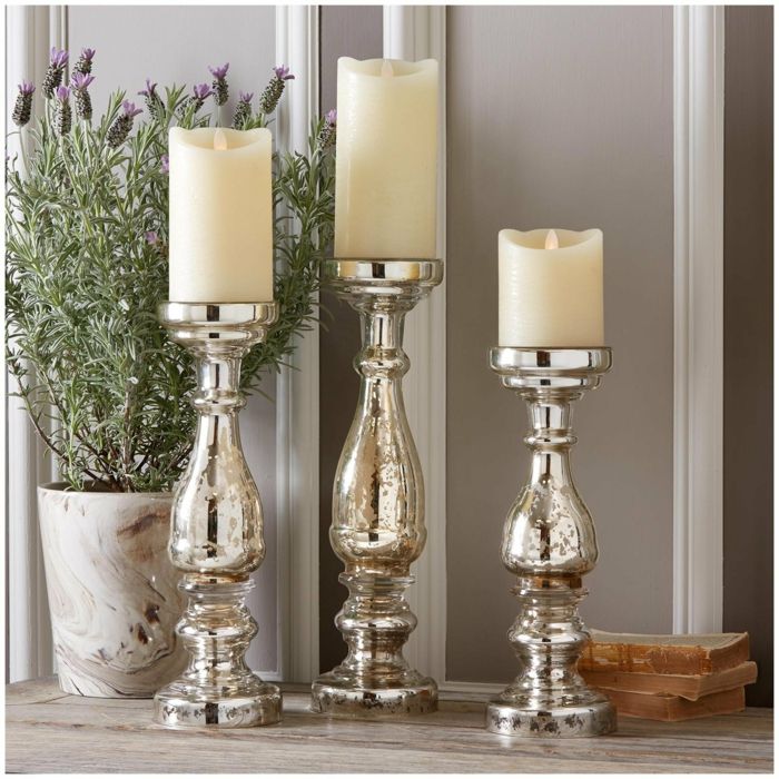 White can be beautifully combined with silver, as with these candlesticks