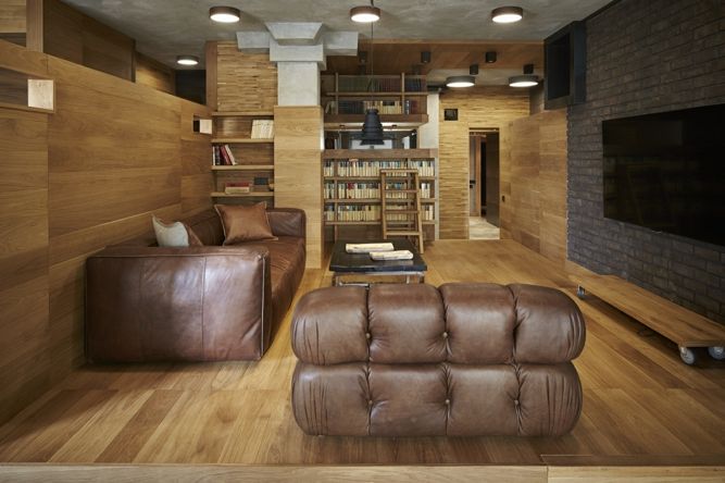 Living idea trendy industrial oak drawers Alexey Rozenberg sofa armchair genuine leather