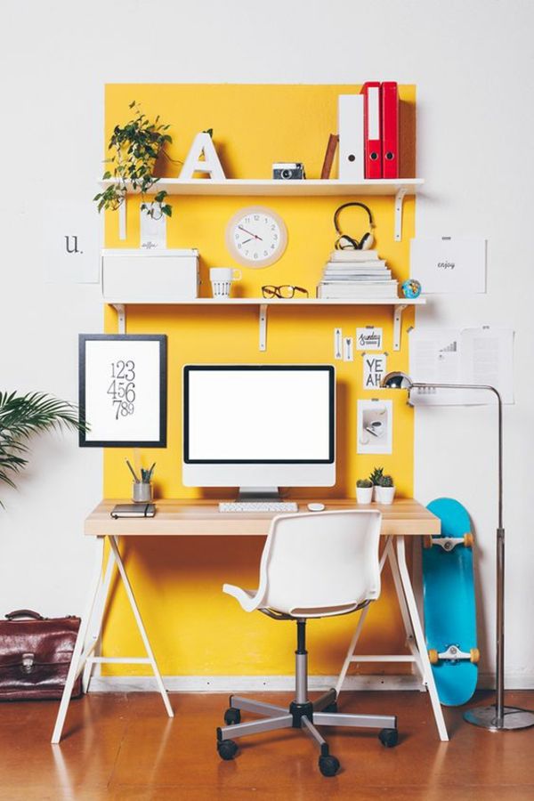 Workplace at home orange modern interior