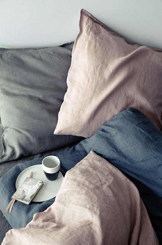 Bettwäsche in Pastelltönen Kaffee im Bett Interieur modern