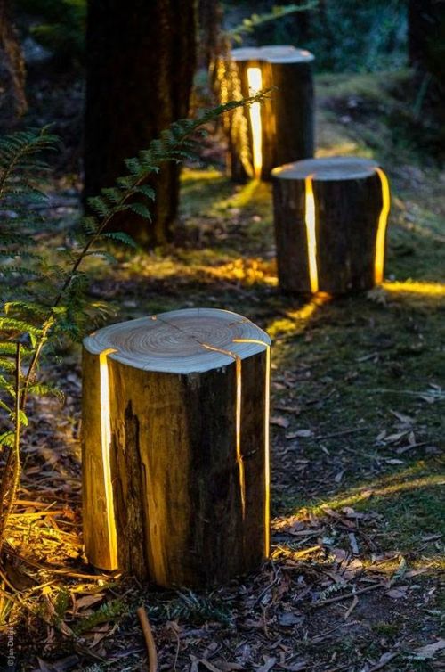 DIY light body in the garden wood