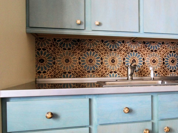 Kitchen cabinet kitchen mirror Moroccan pattern tiles