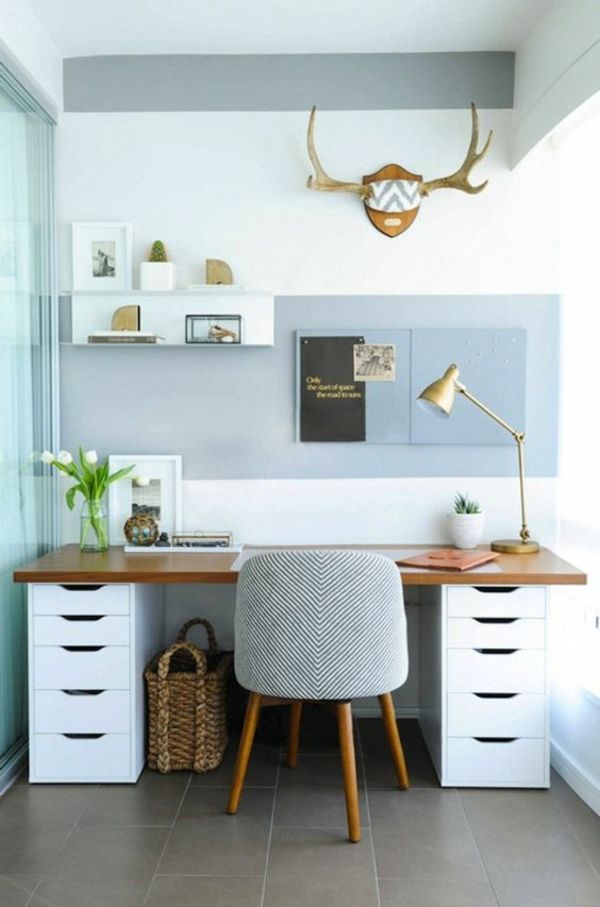 Make a cozy work corner at home upholstered armchair drawers