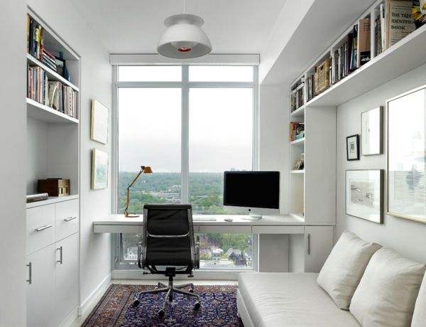 modernes Büro zu Hause gestalten weiß Ambiente