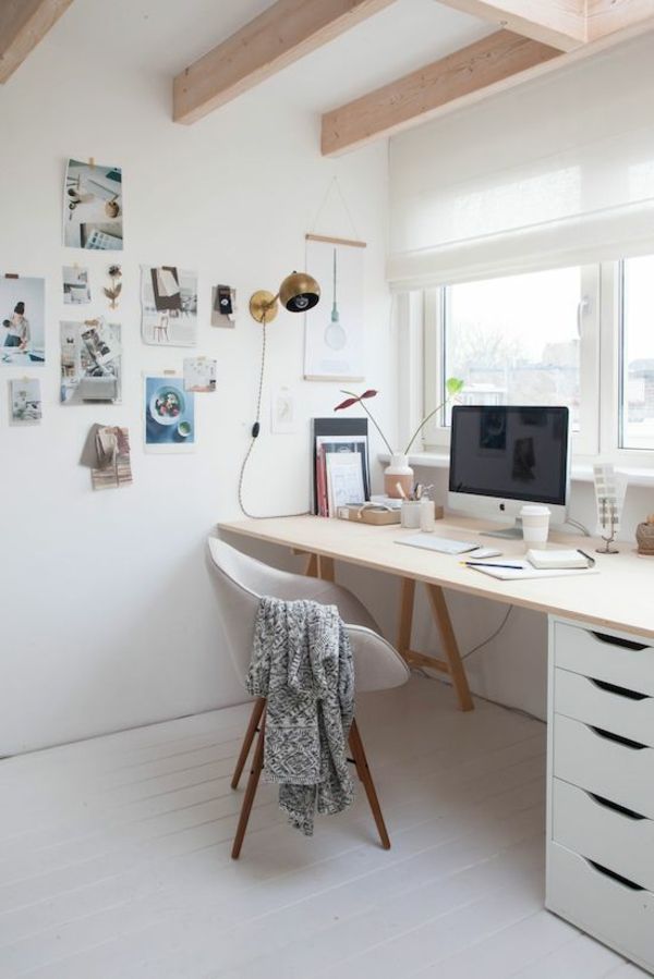natural light source in home office white drawers