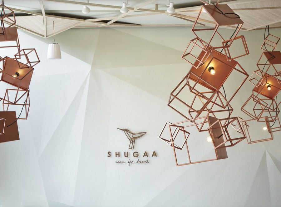 party space design studio coffeehouse Shugaa designer light body pink gold