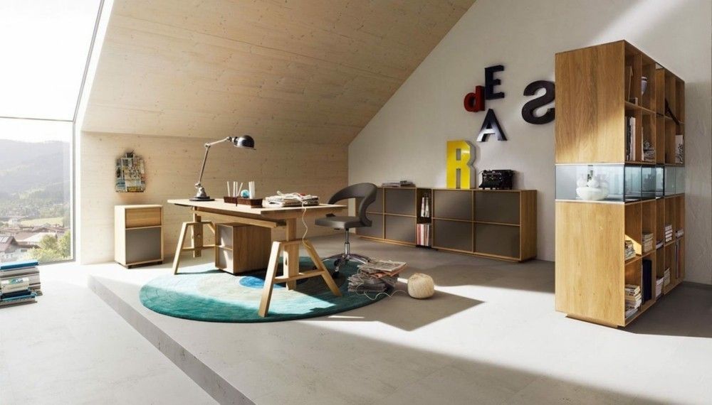 Skylight Loft Home Office Design Ideas Carpet Runf