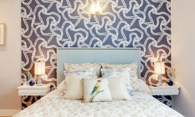 The gray and white nautical rope decoration ideas bedroom bed wallpaper