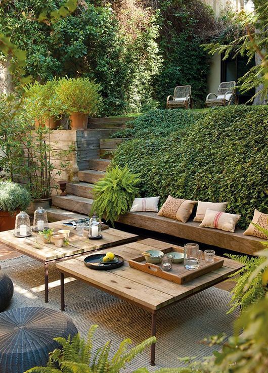 Wooden garden furniture outdoor living room outdoors