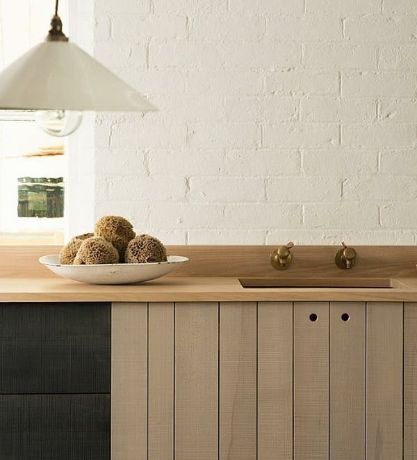 Kitchen worktop made of wood.
