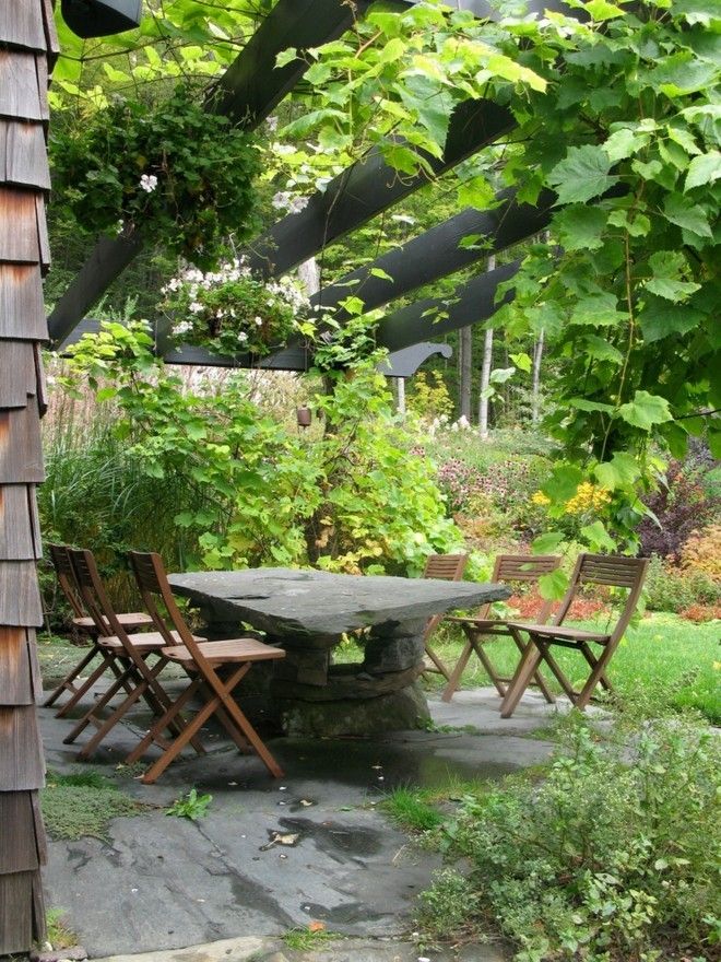 Moderne Patio Ideen Garten große Steintischplatte