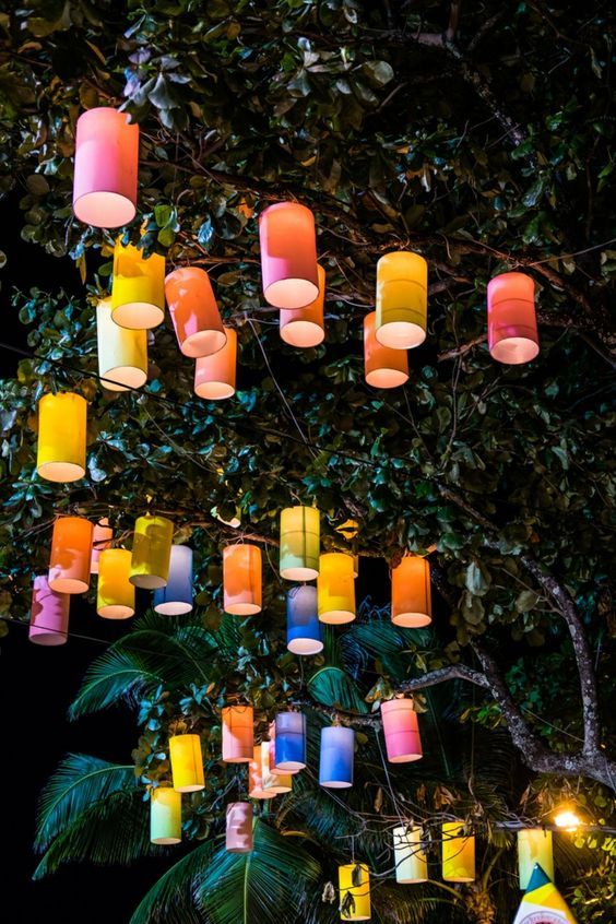 colorful fairy lights paper garden design decoration idea