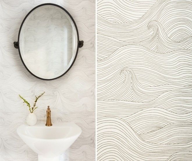 modern wave pattern walls bathroom ideas