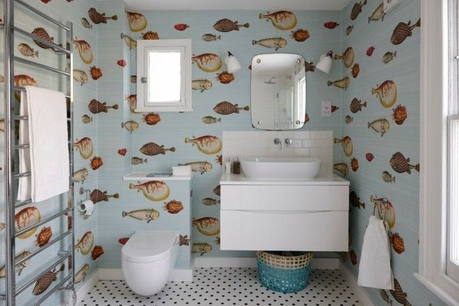 beautiful wallpapers Tropical fish bathroom