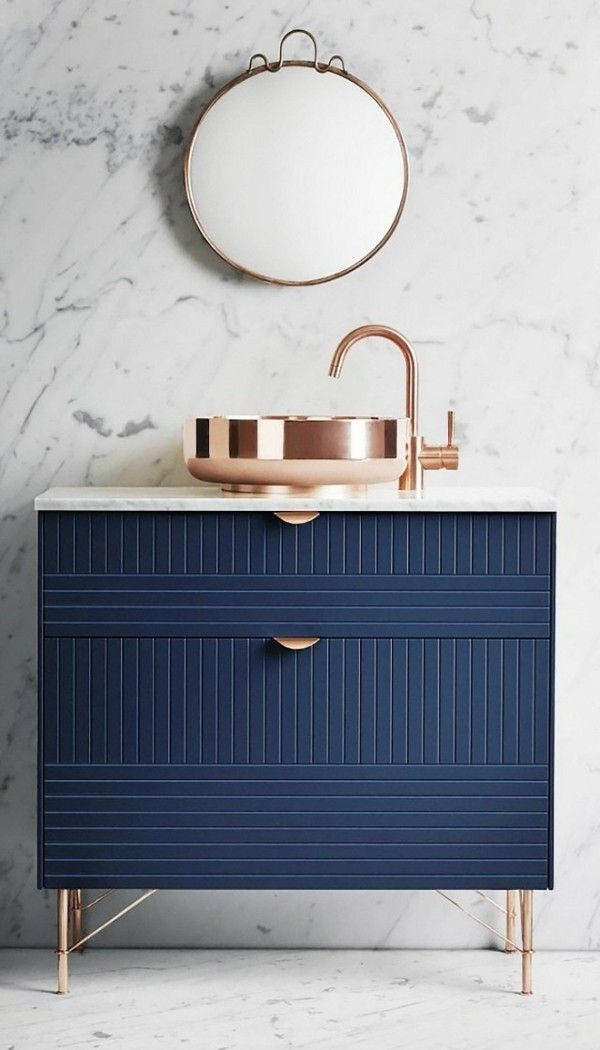 Bathroom cabinet in dark blue copper Ikea hacks ideas do it yourself