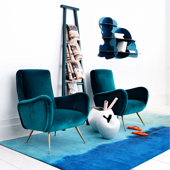 Blau-Weiß deko ideen teppiche interieur design modern