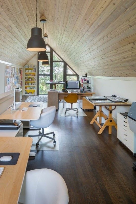 Dachschräge Home Office Loft moderne Gestaltung
