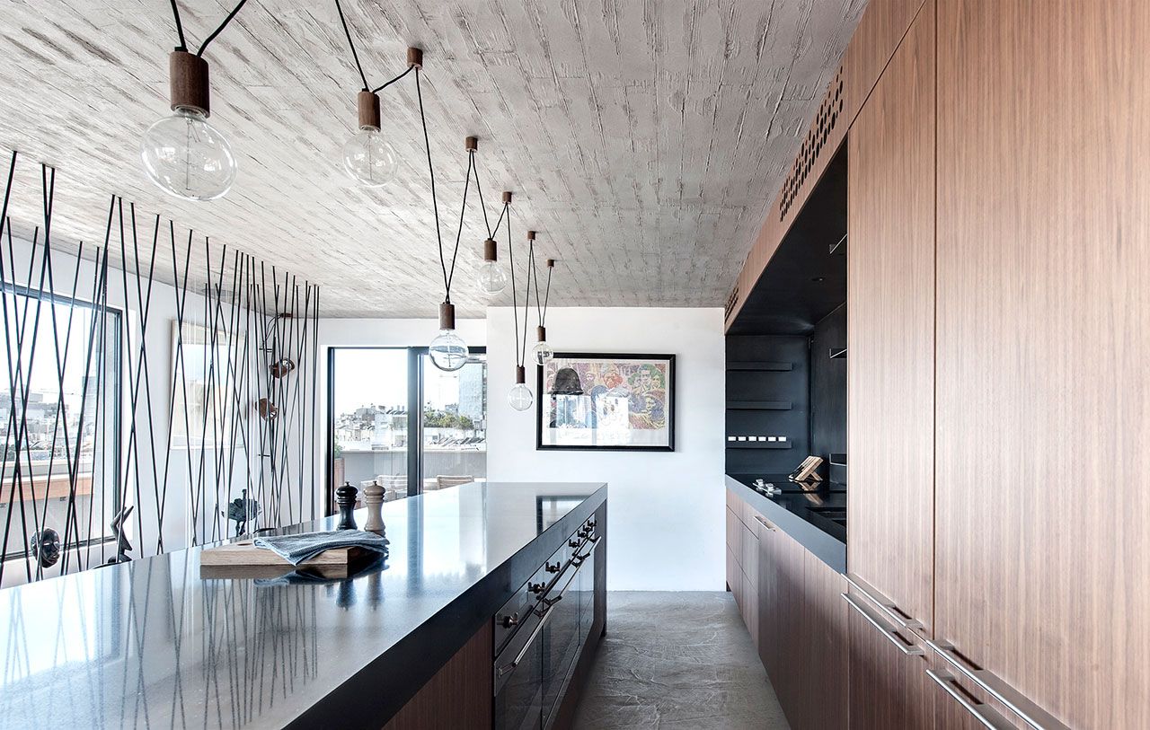 Design kitchen furniture made of walnut trendy interior