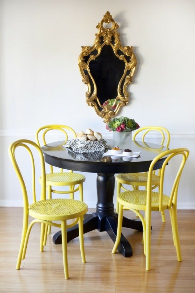Yellow designer chairs dining room furniture