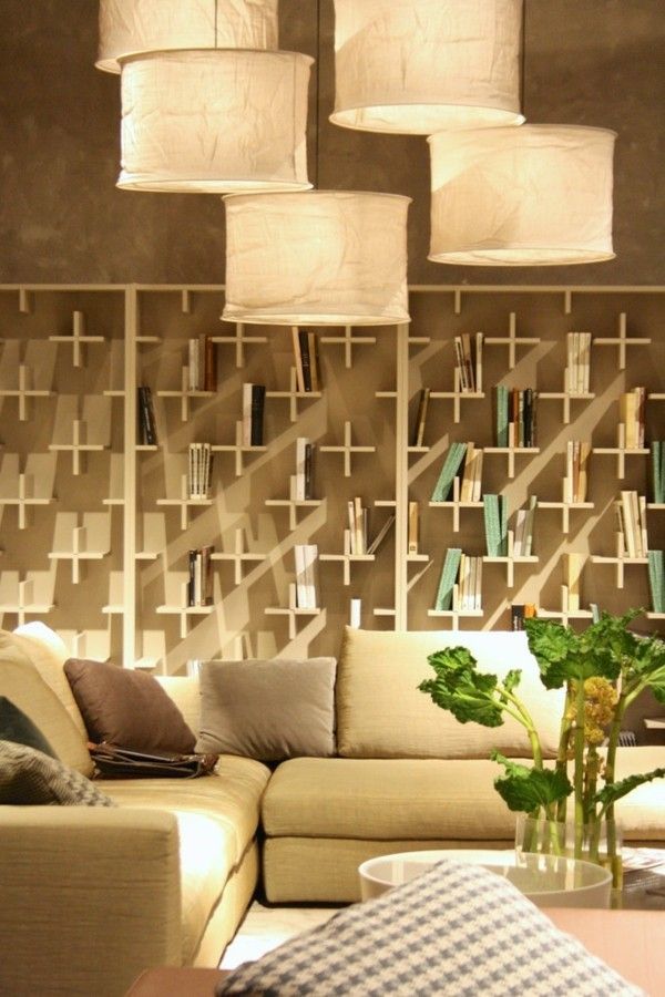 Wooden shelves wall modern